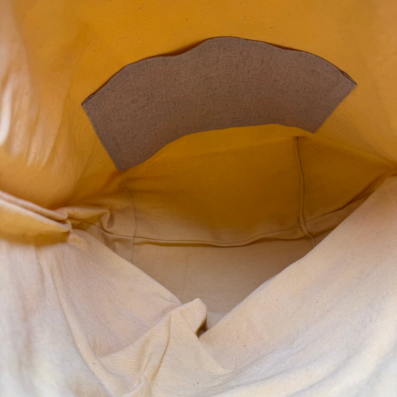 Large Handmade Drawstring Project Bag – Yellow Hand-dyed Cotton/Linen